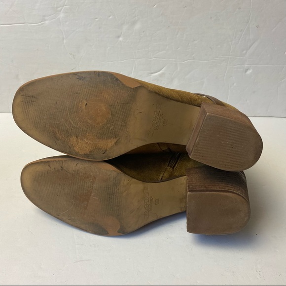 Crown Vintage Gabiann Suede Block Heel Booties - 9 Brown Tan Zipper - Picture 6 of 12